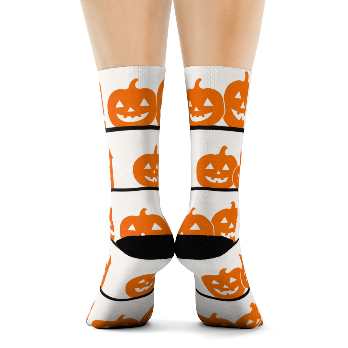 Haunted House Silhouette Stripe On White Background trendy patterned crew socks