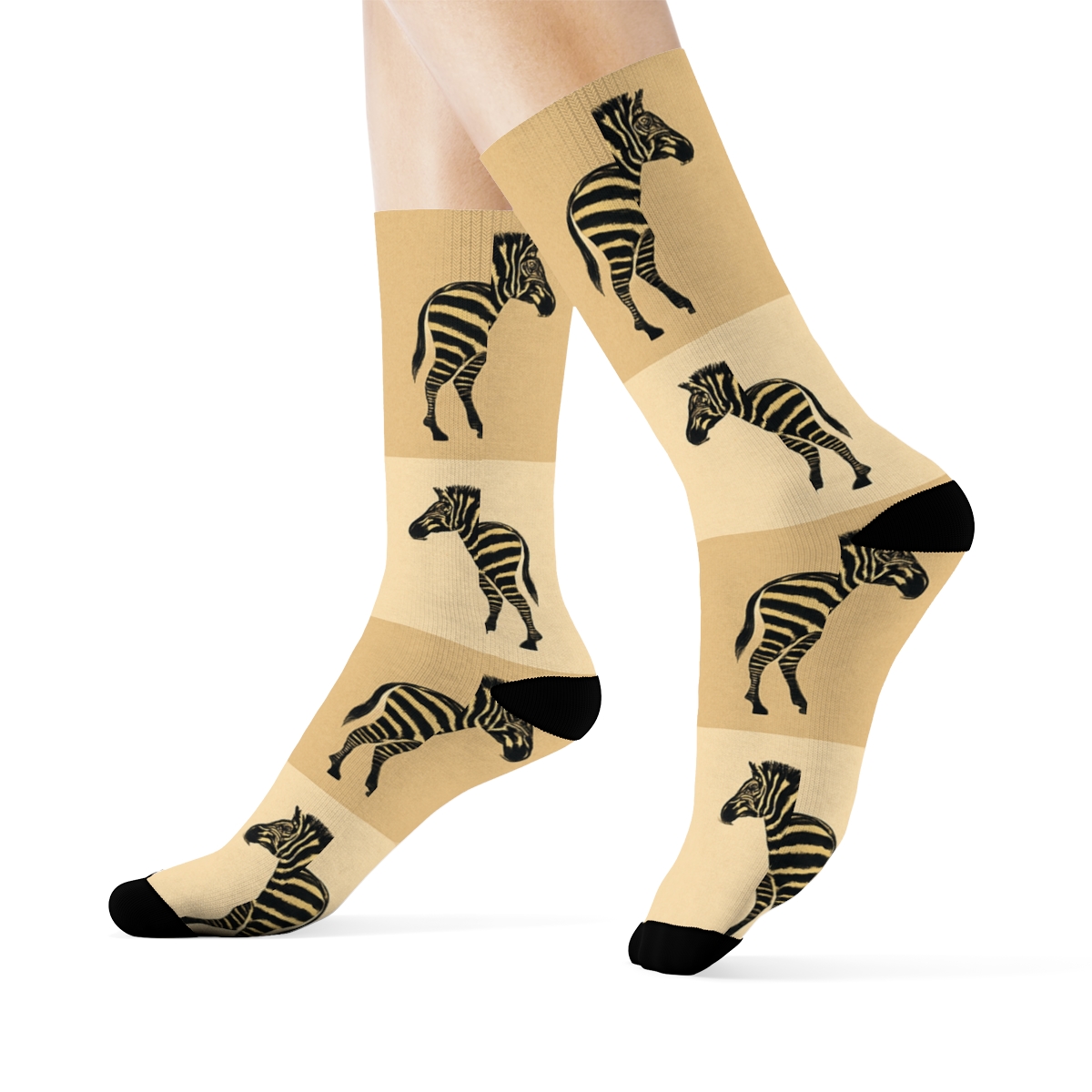 Vintage Safari Zebra Silhouette Band Repeat stylish athletic crew socks