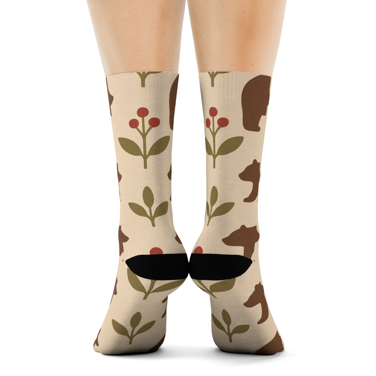 Forest Lattice With Bear Silhouettes unique graphic crew socks