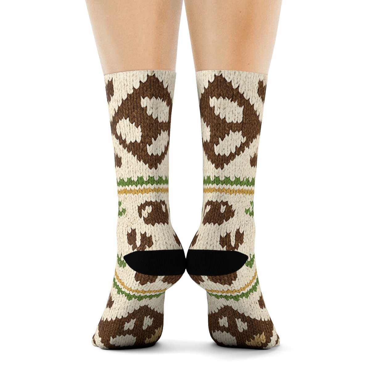 Knitted Cow Spot Fair Isle Parade unique graphic crew socksKnitted Cow Spot Fair Isle Parade Crew Socks - Image 4
