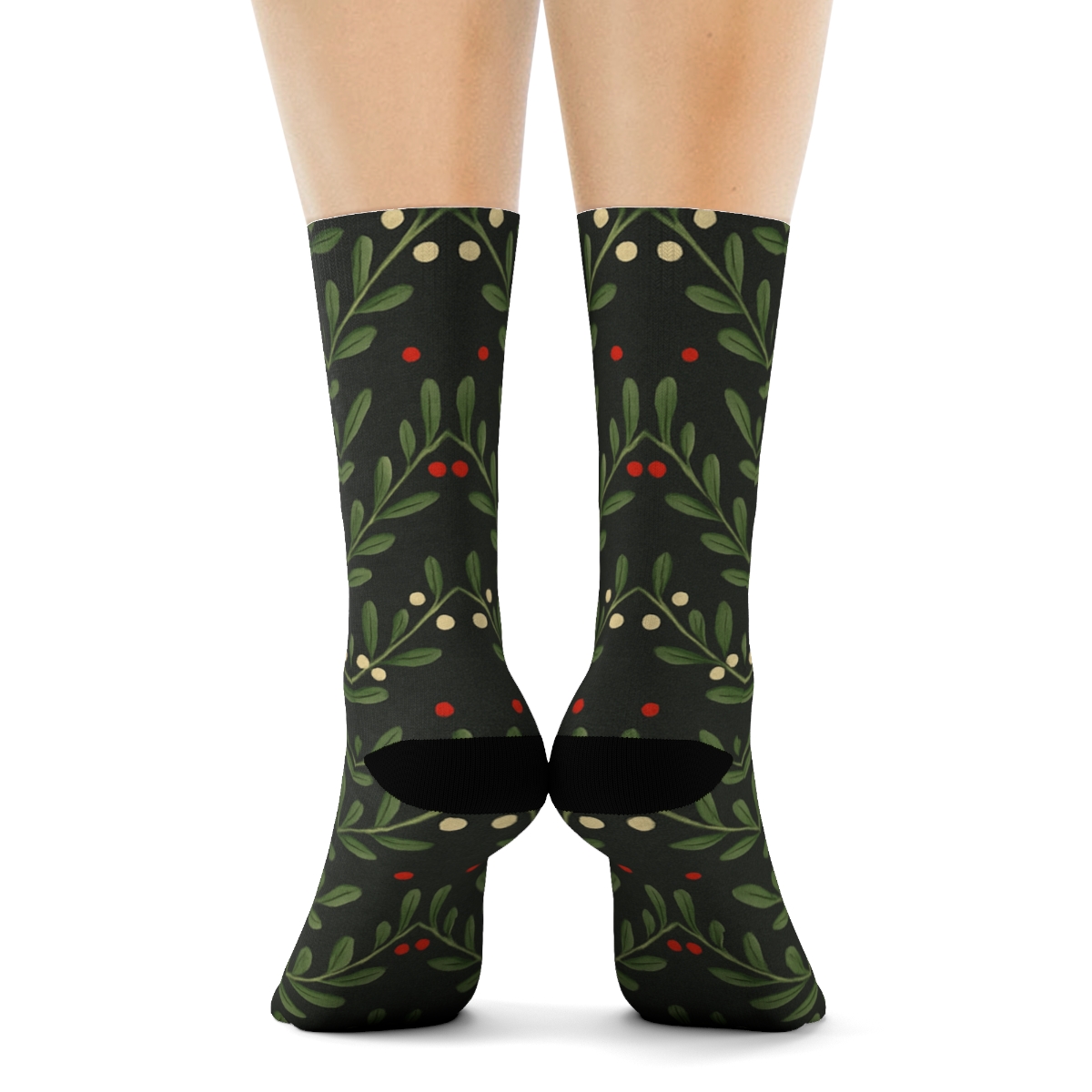 Mistletoe Chevron Holiday Accent unique graphic crew socks