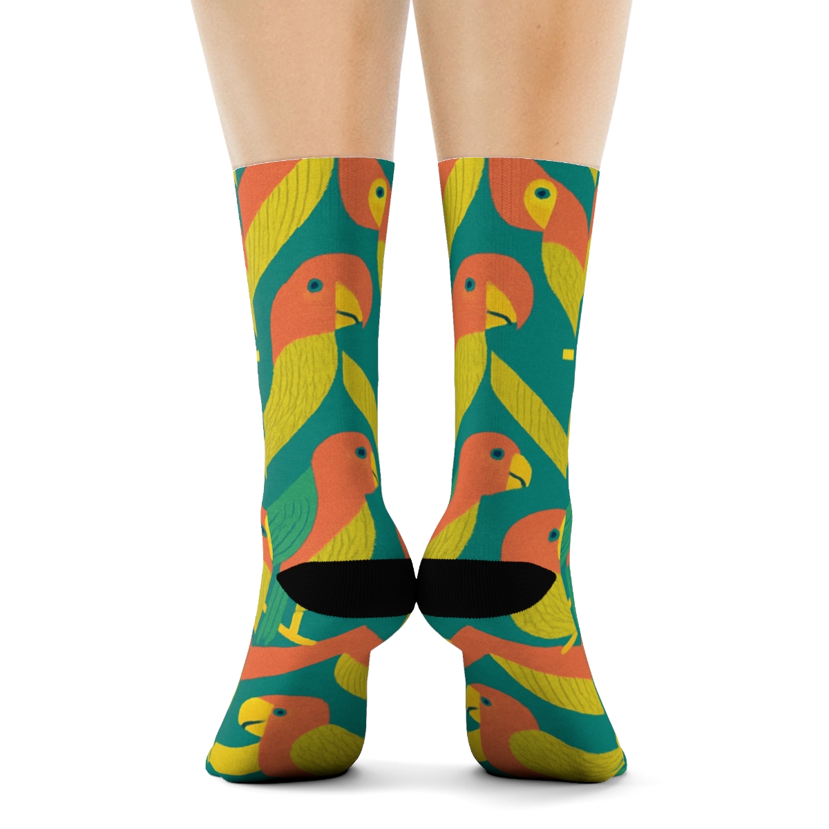 Parrot Plumage Chevron On Teal trendy patterned crew socks