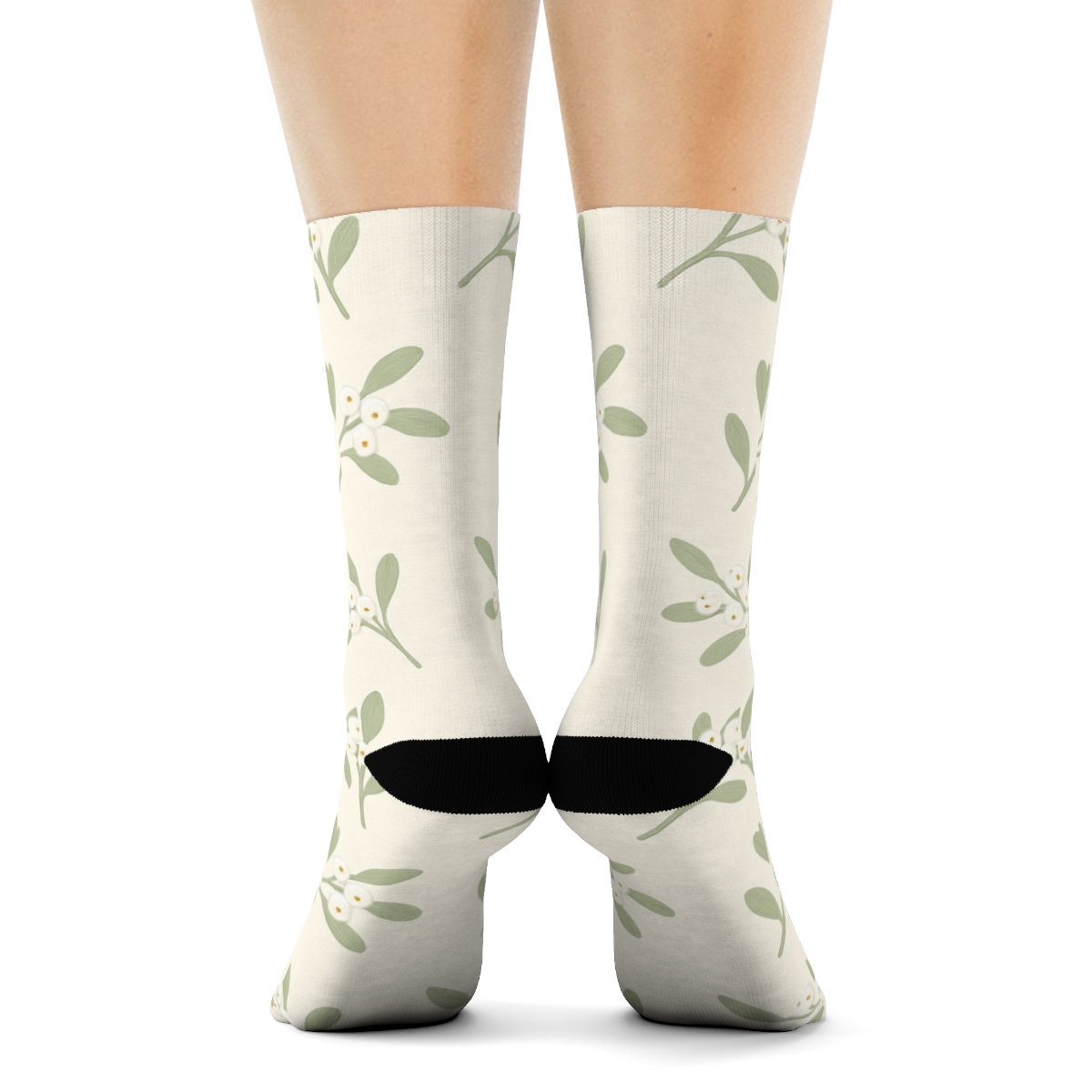 Mistletoe Scatter Grid Holiday trendy patterned crew socks