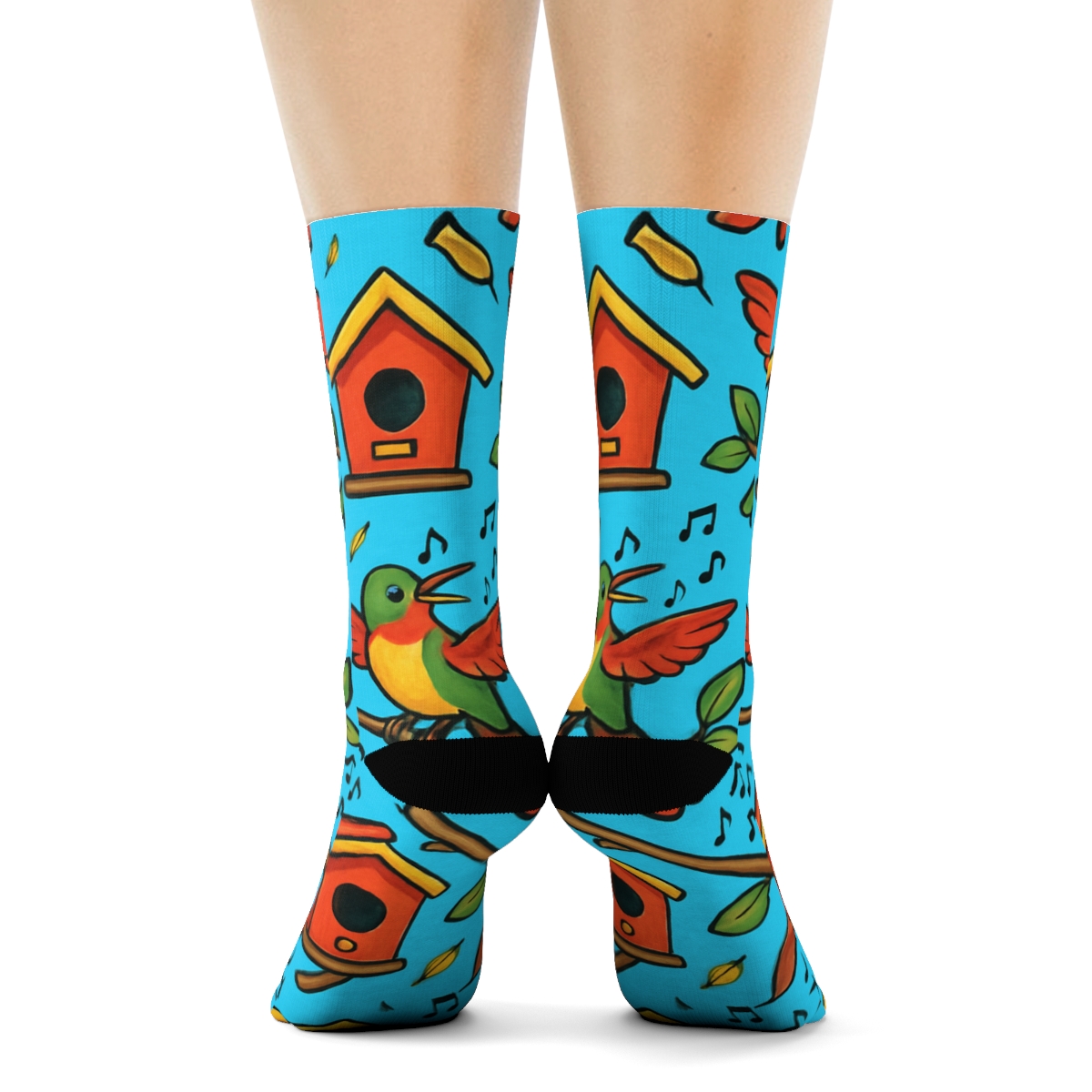 Garden Party Tiles With Bird Chorus trendy patterned crew socks