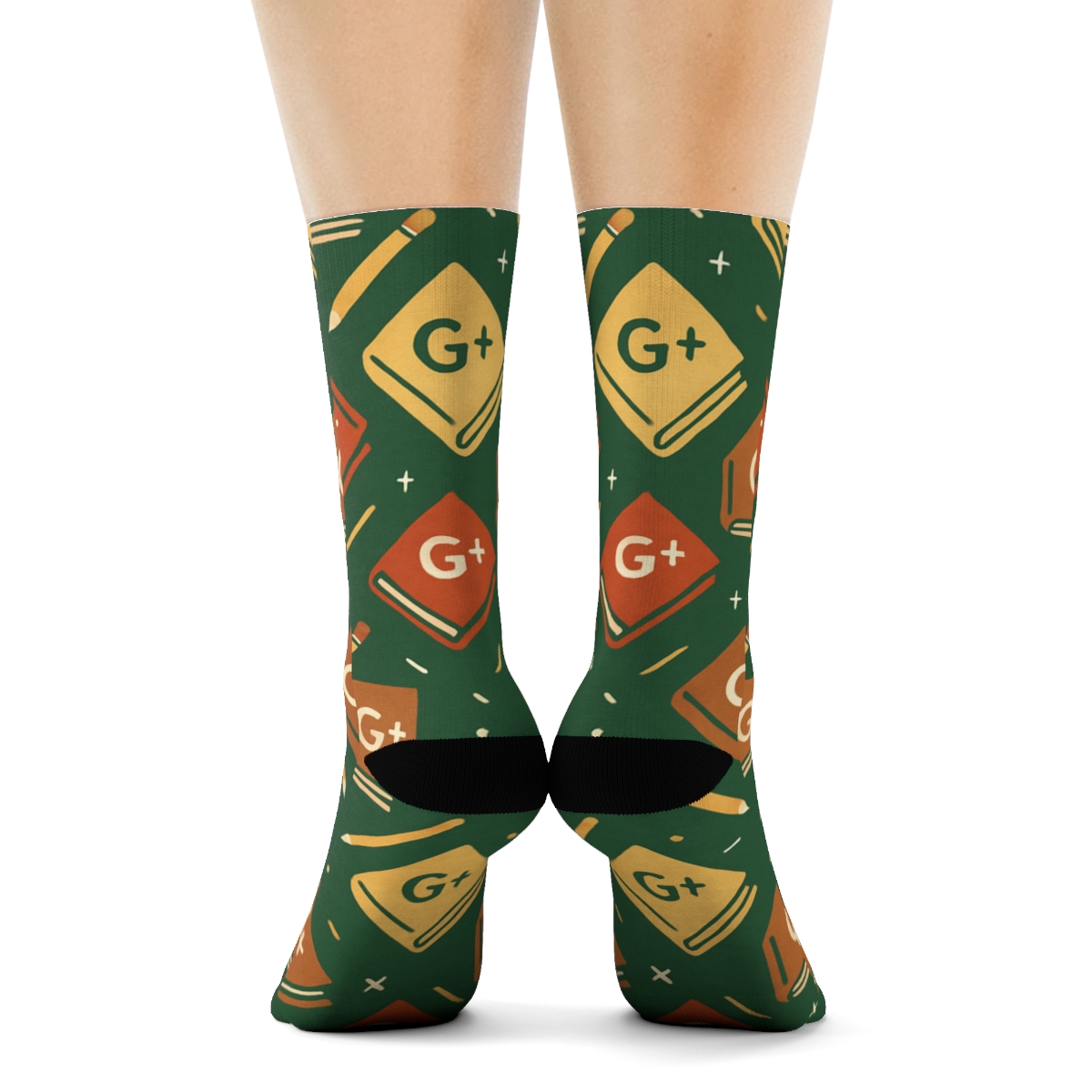 Teacher Grade Book Lattice On Chalkboard Green premium sports crew socks