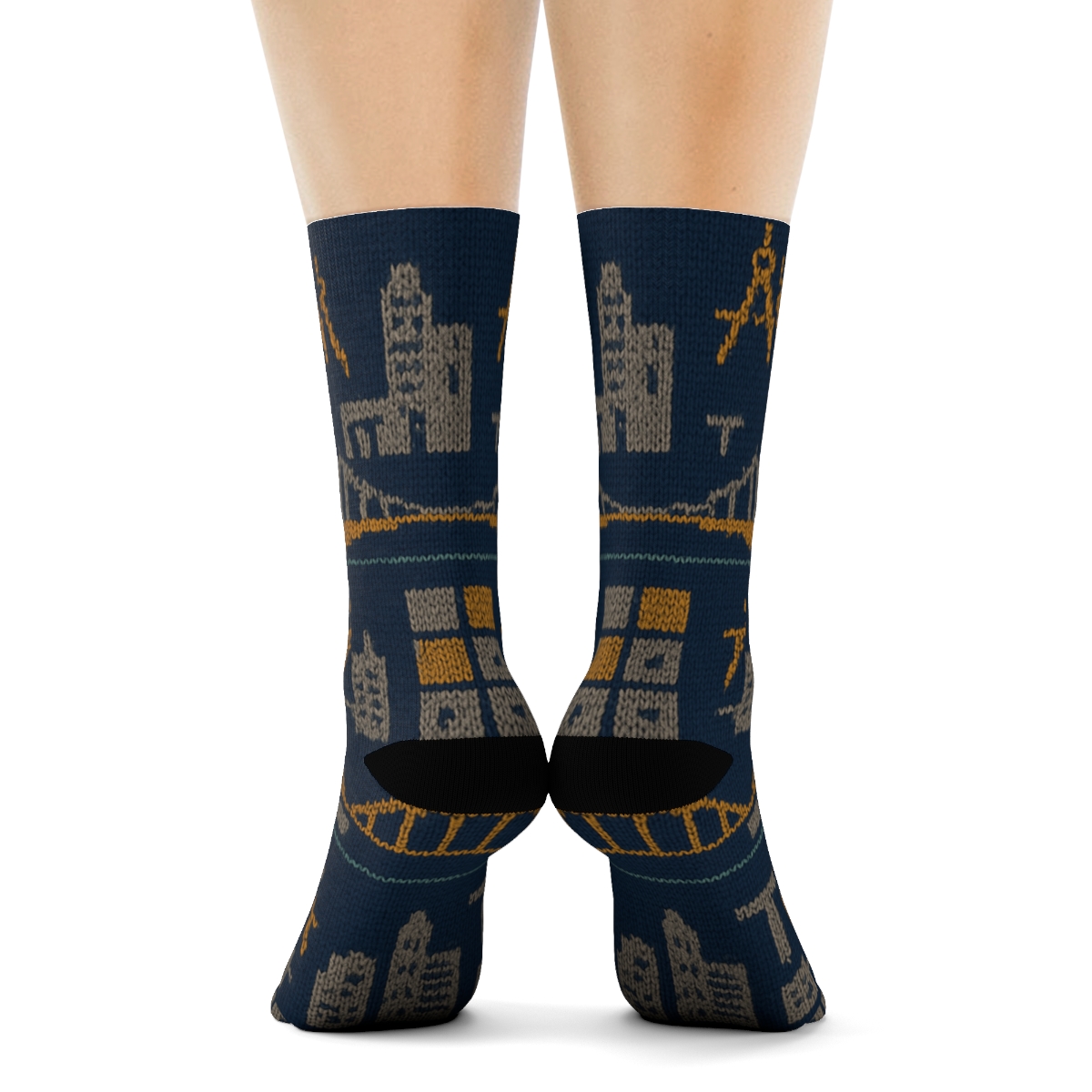 Knitted City Bands With Architect Motifs custom crew socks
