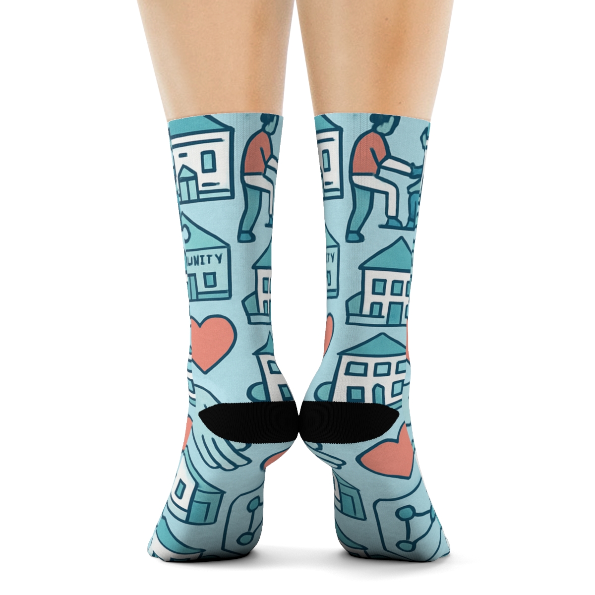 Community Lattice Social Worker Pattern designer printed crew socks