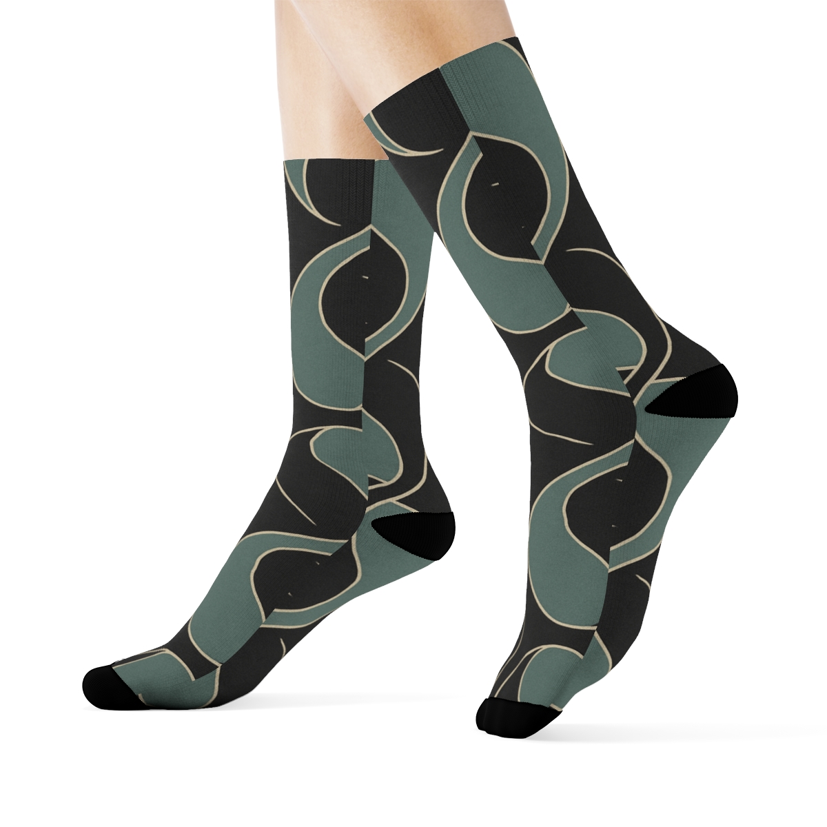 Interlocking Teardrop Tessellation On Charcoal soft everyday crew socks