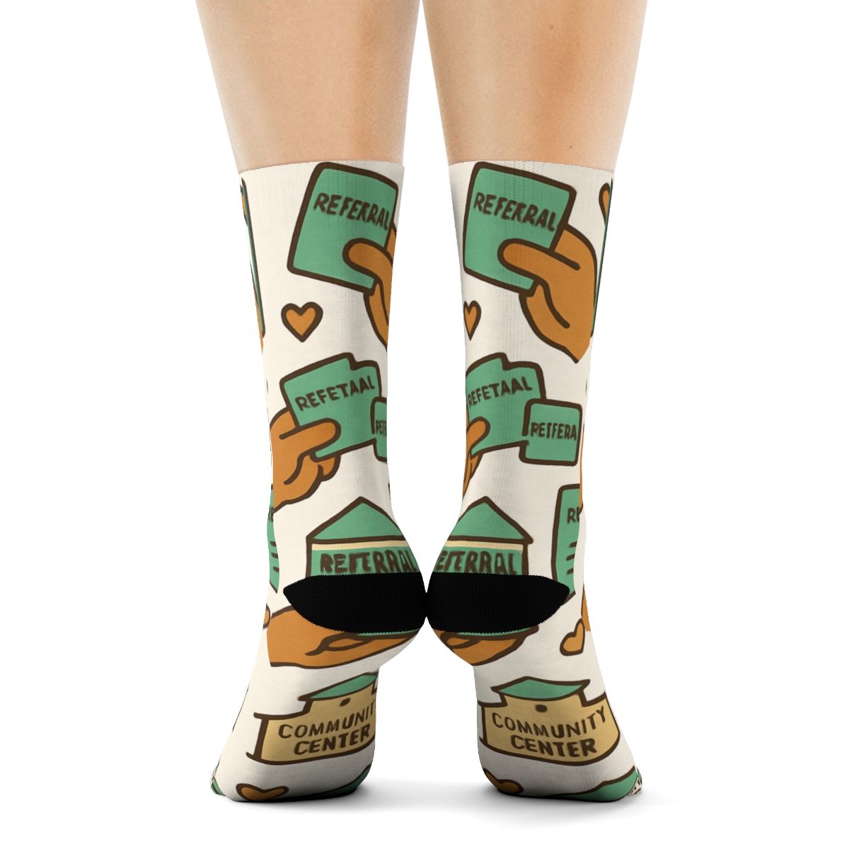 Helping Hands Grid With Social Worker Icons unique graphic crew socks