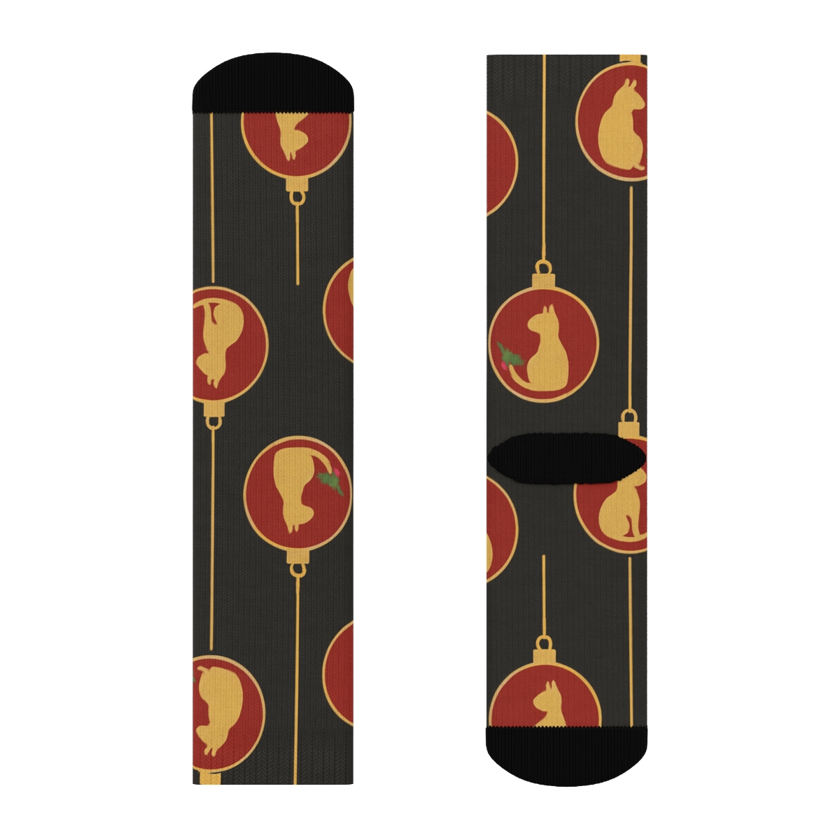 Minimalist Cat Ornament Silhouettes On Charcoal Background stylish athletic crew socks