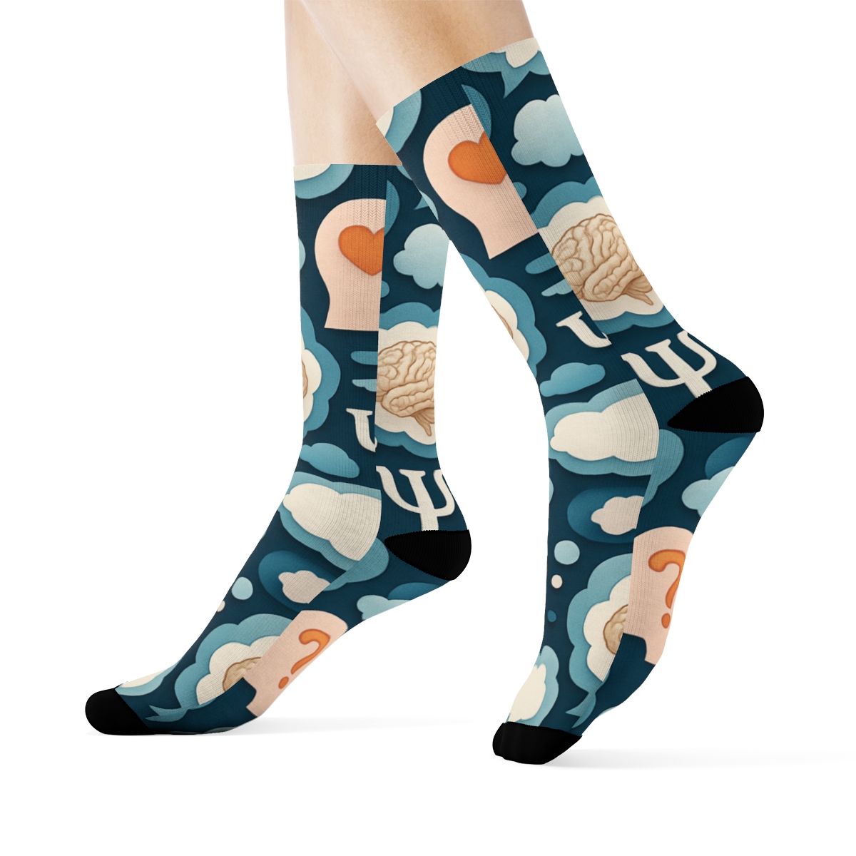 Cognitive Collage Tiles With Psychologist Symbols trendy patterned crew socks