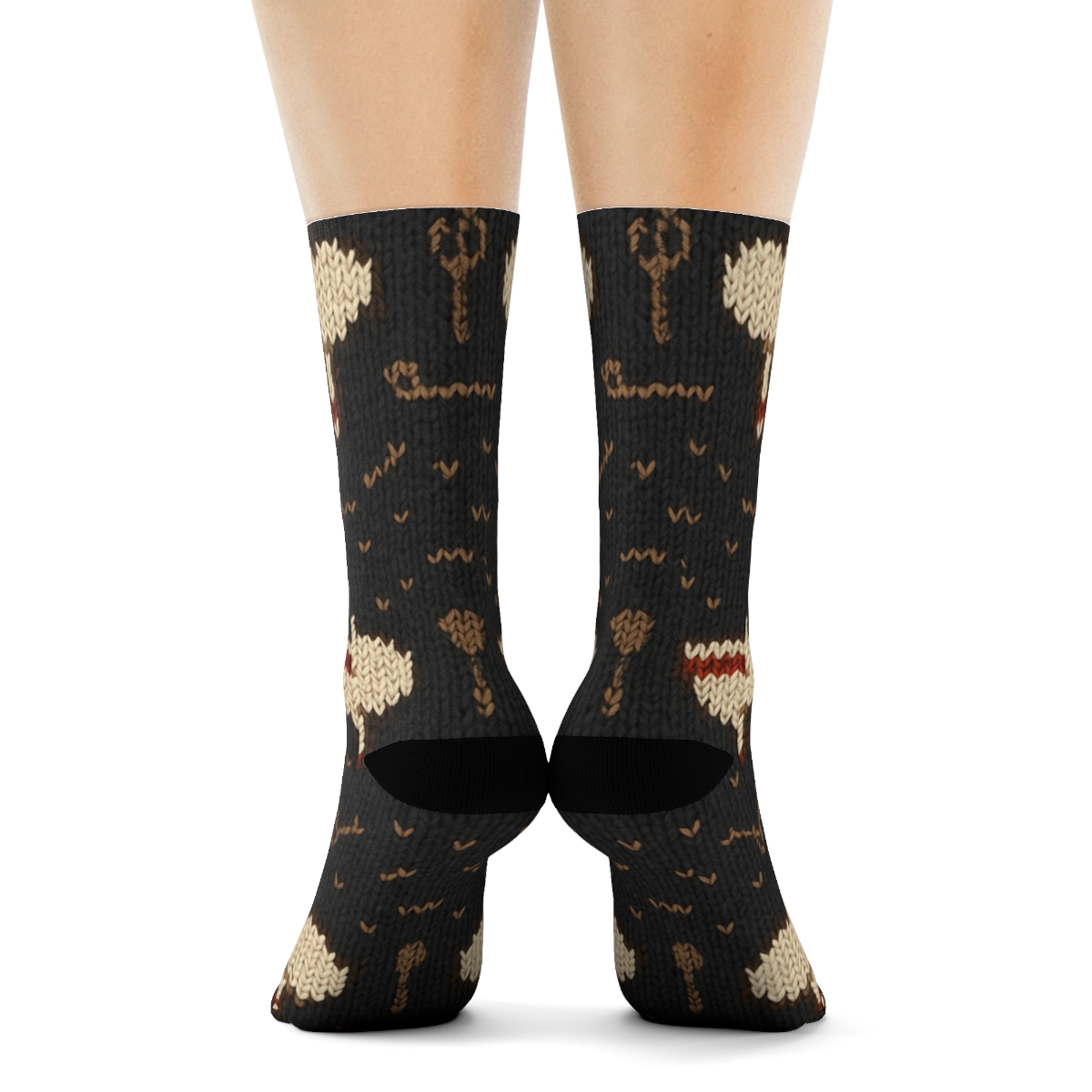 Chef Hat Wave Knit Illusion trendy patterned crew socks