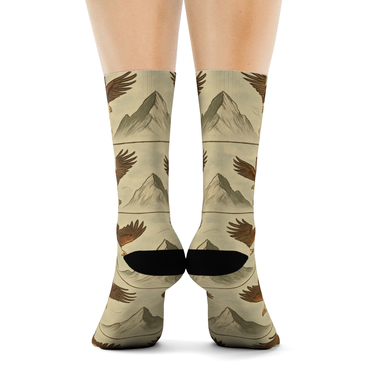 Mountain Lattice Eagle Flight Bands designer printed crew socks