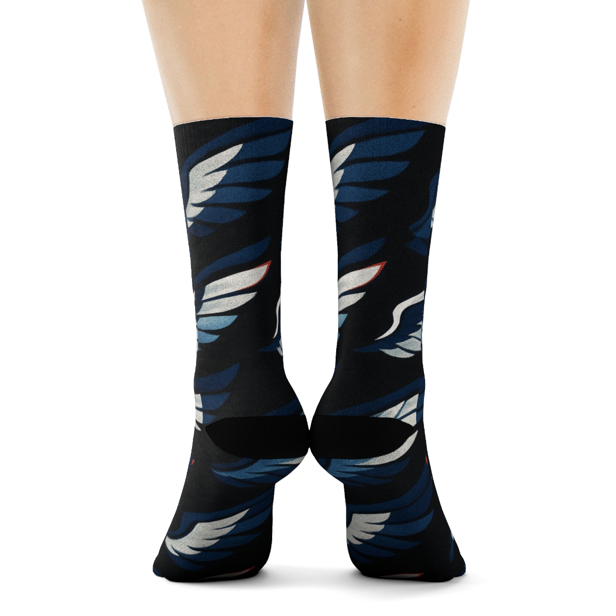 Diagonal Wing Stripe Array On Black soft everyday crew socks