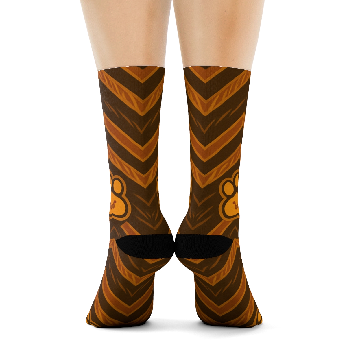 Savanna Chevron With Lion Paw Rhythm unique graphic crew socks