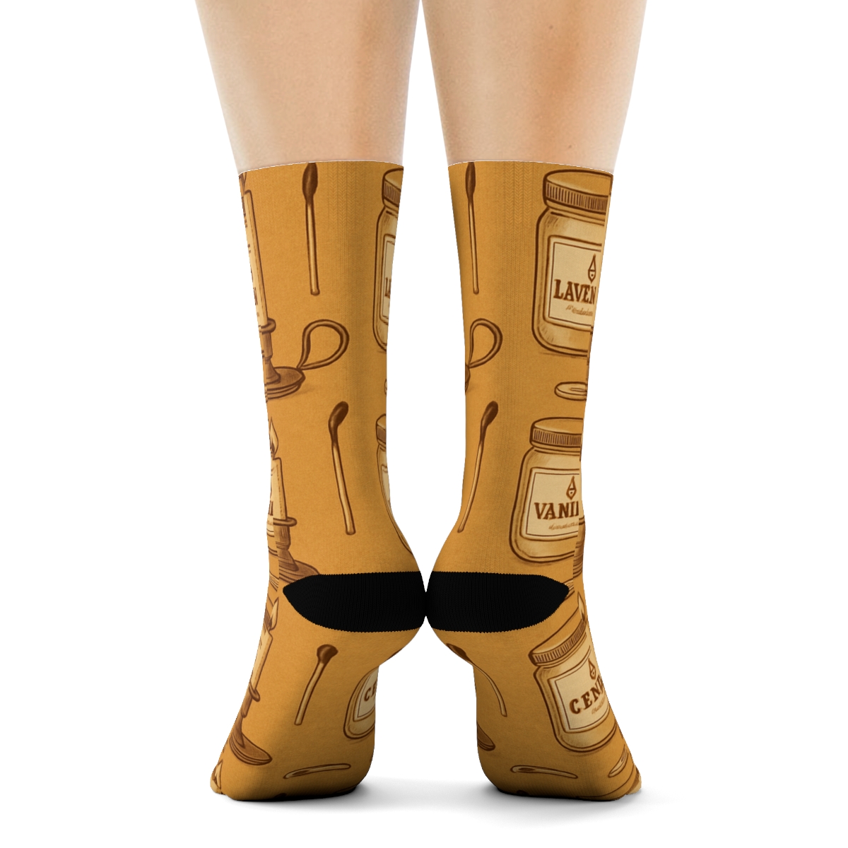 Apothecary Study Pattern With Candle Glow unique graphic crew socks