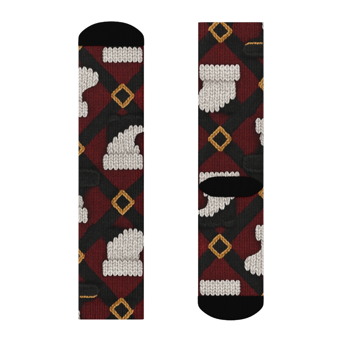 Knitted Belt And Buckle Santa Weave personalized crew socks