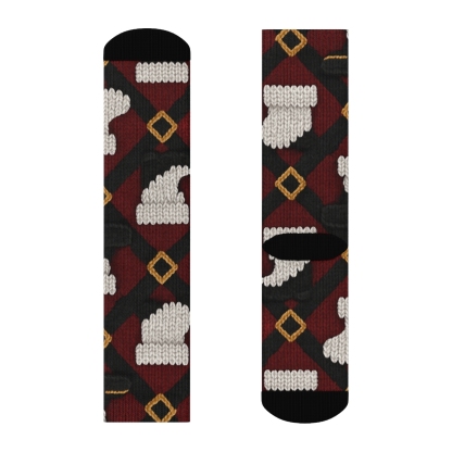 Knitted Belt And Buckle Santa Weave personalized crew socks