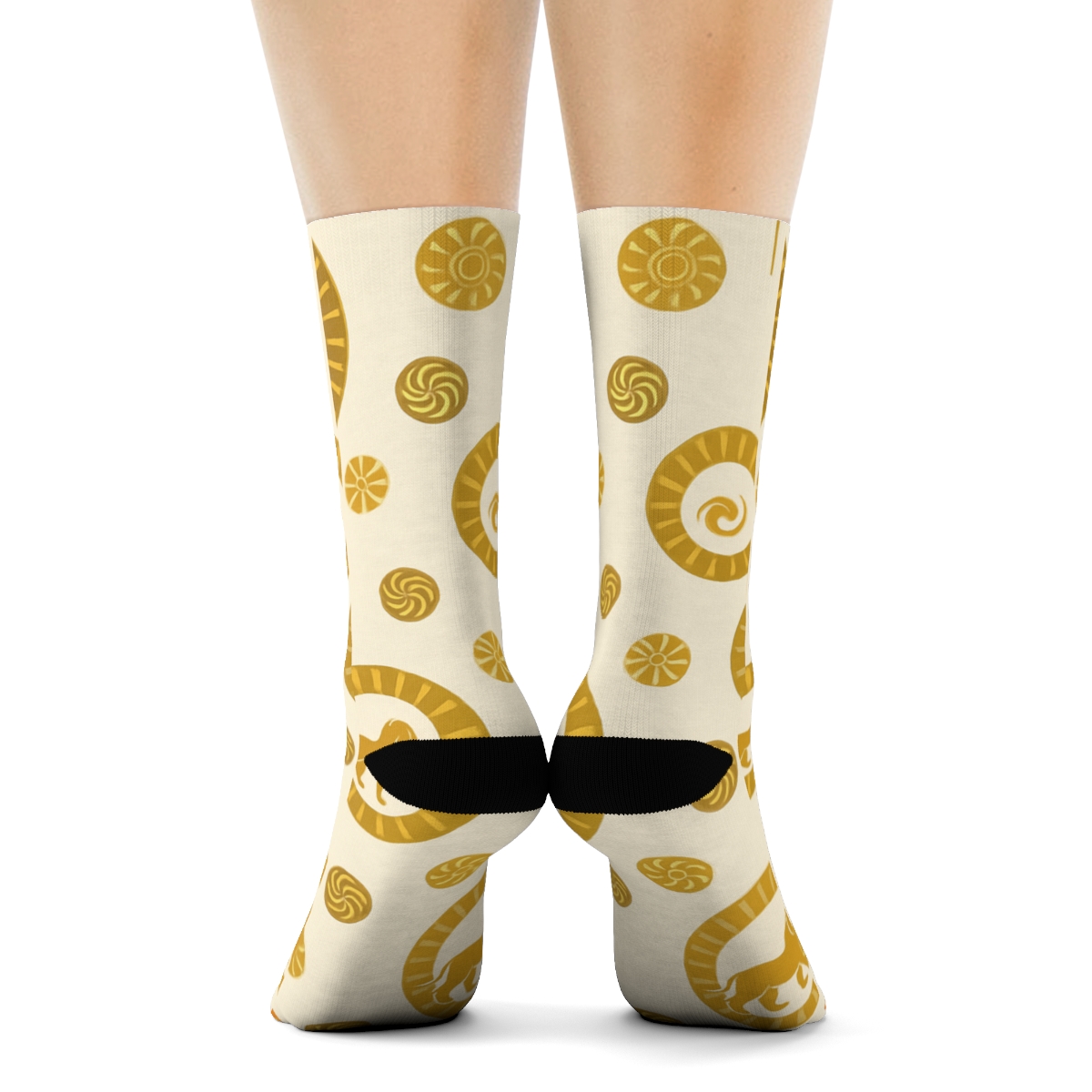 Savanna Sun Medallions With Lion Silhouettes custom crew socks