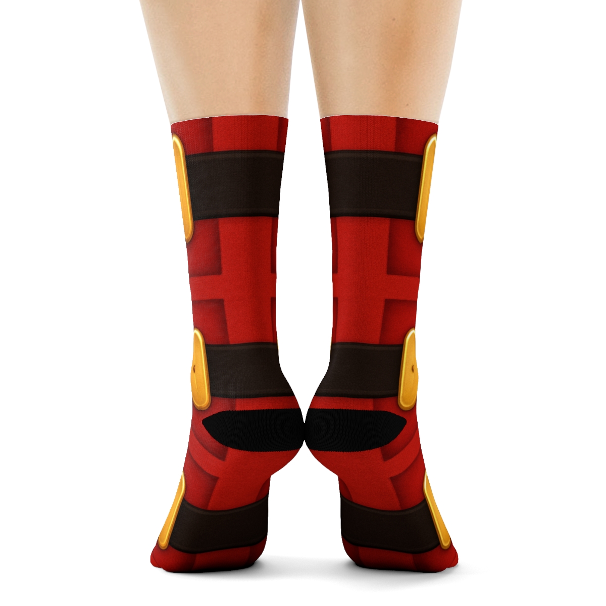 Belt Buckle Borders In Santa Rhythm soft everyday crew socks