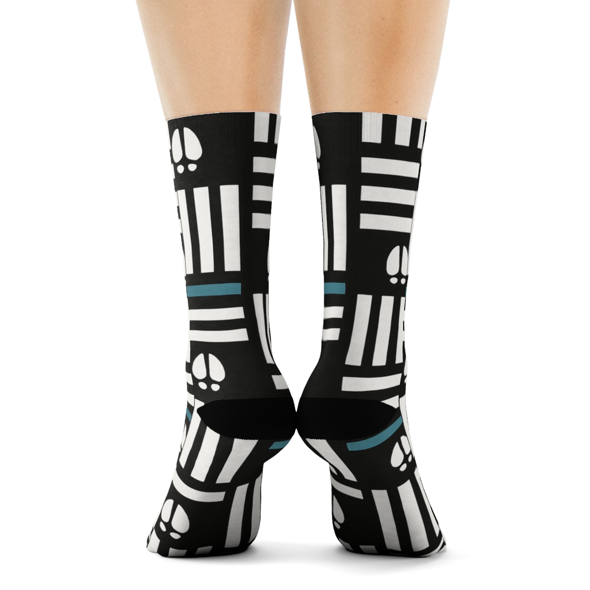 Zebra Crossing Modular Lattice designer printed crew socks