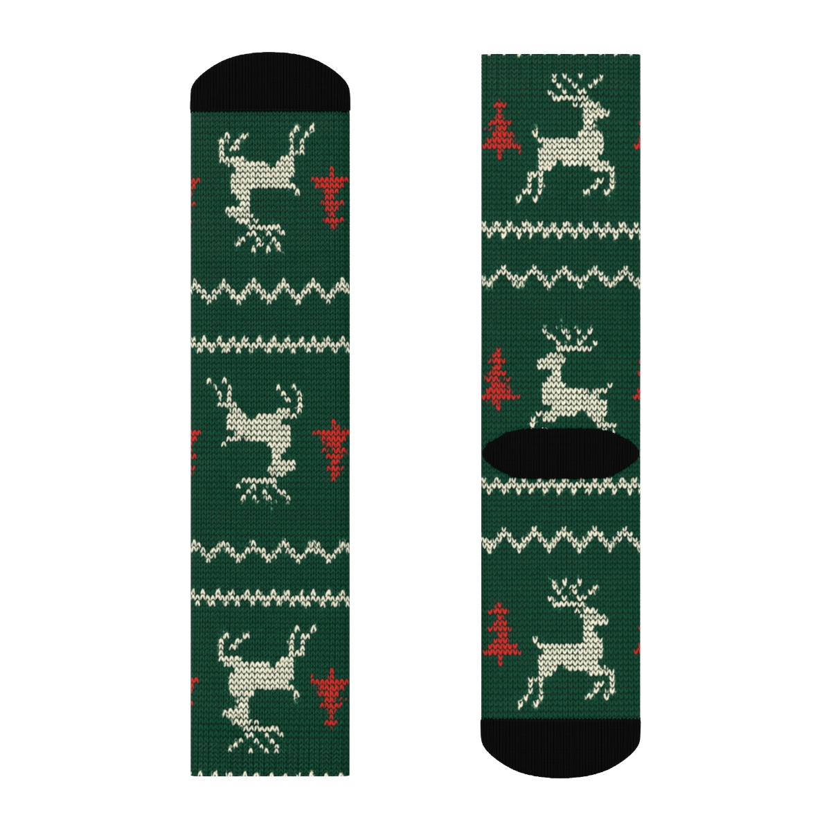 Reindeer Knit Texture Holiday Edition comfortable cotton crew socks