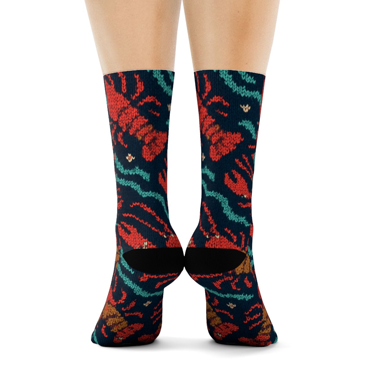 Knitted Illusion Lobster Chevron Tapestry personalized crew socks