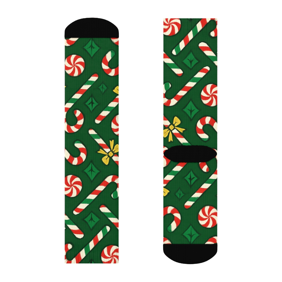 Candy Cane Lattice In Holiday Glow custom crew socks