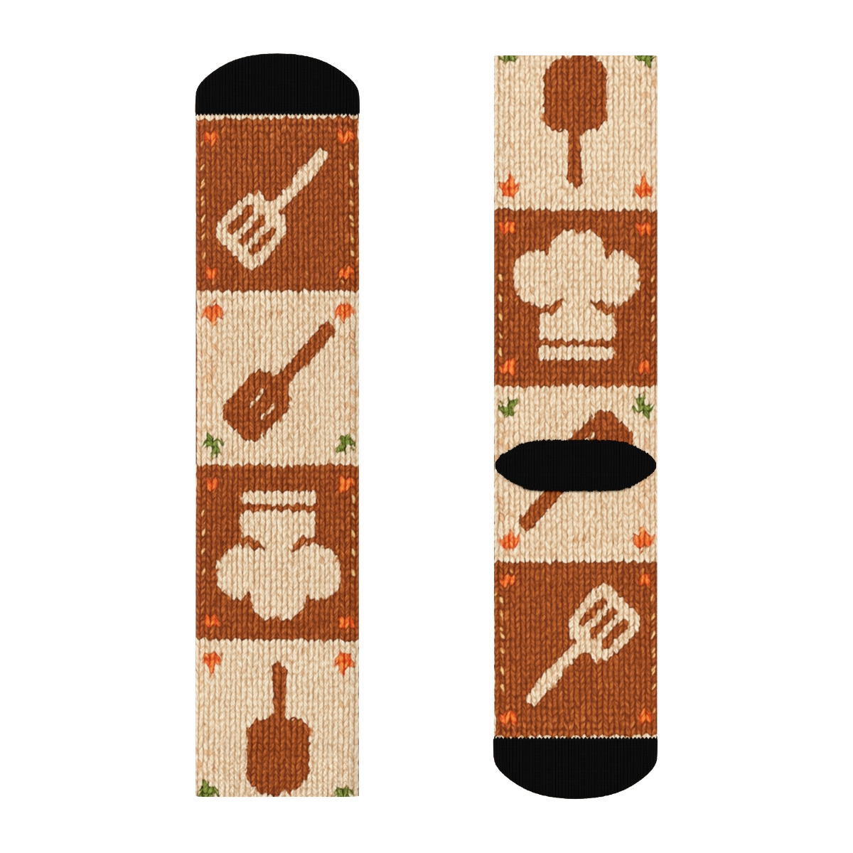 Chef Hat Knit Illusion Checkerboard personalized crew socks