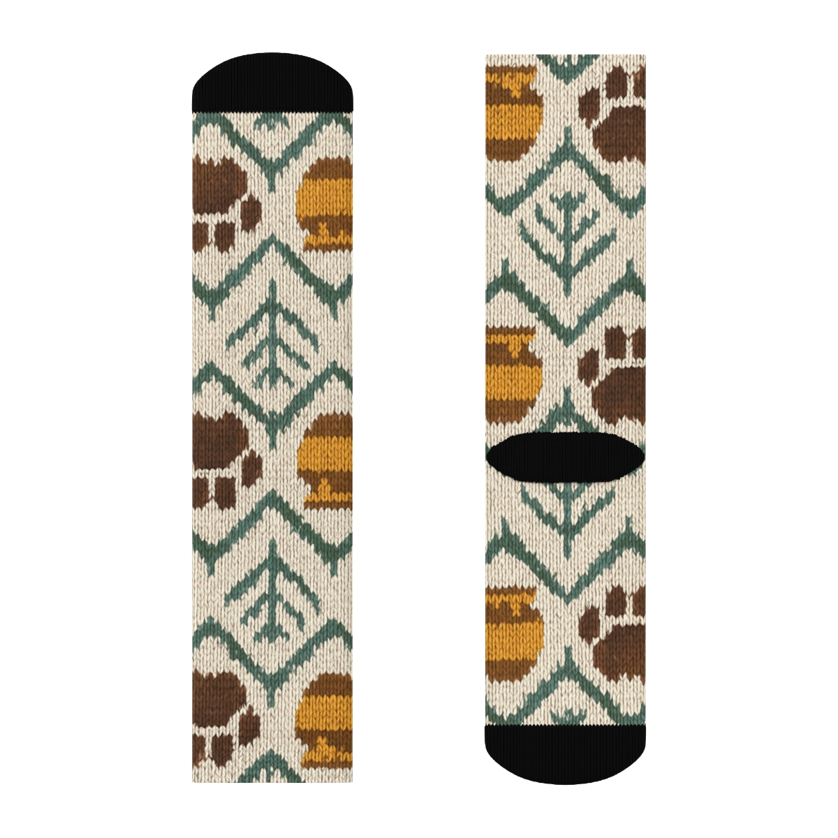 Bear Paw Knit Illusion Chevron comfortable cotton crew socks