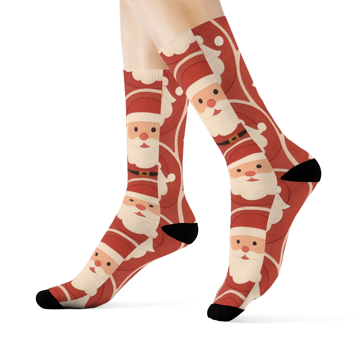 Beard-Framed Santa Icons trendy patterned crew socks