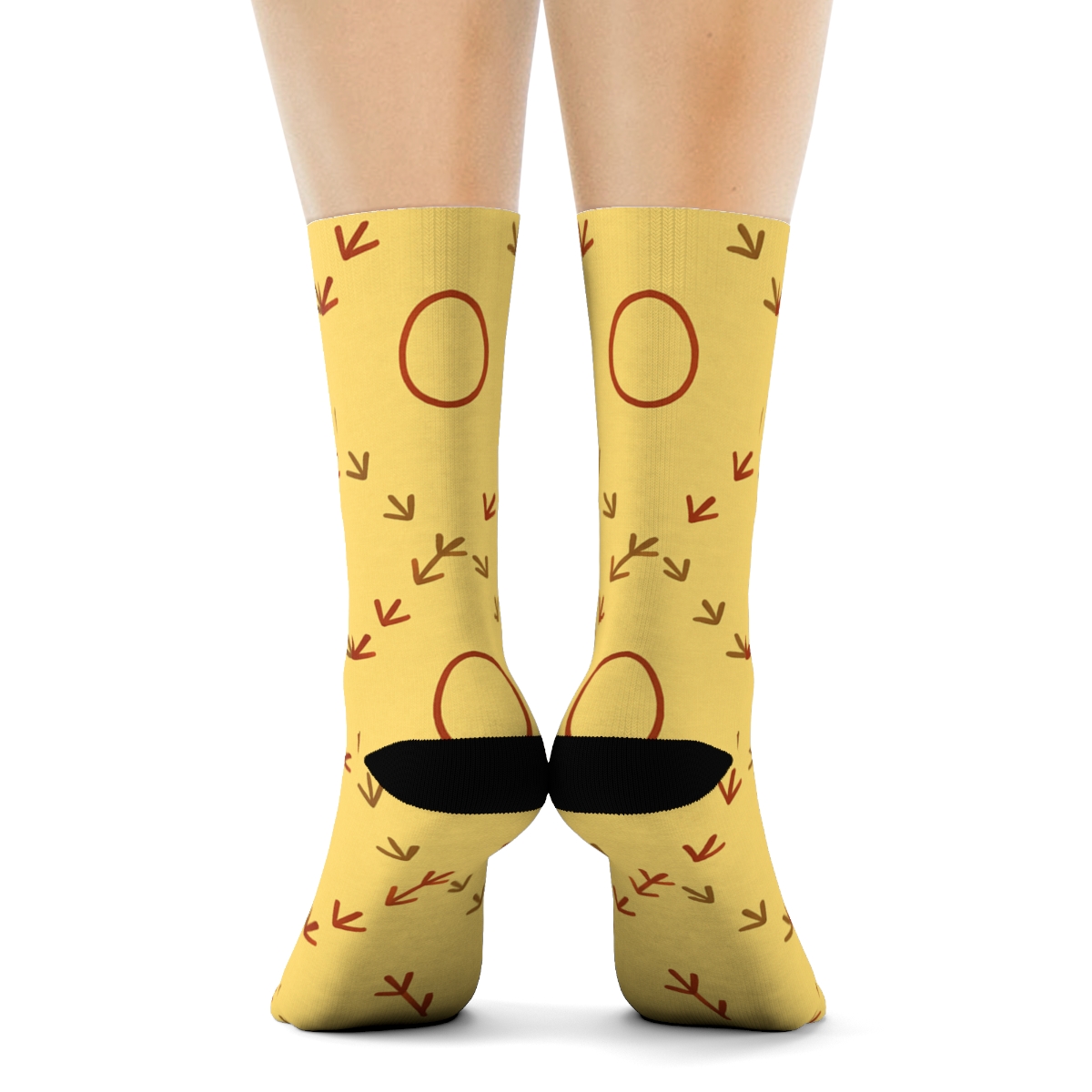 Rustic Footprint Lattice Chicken Ending soft everyday crew socks