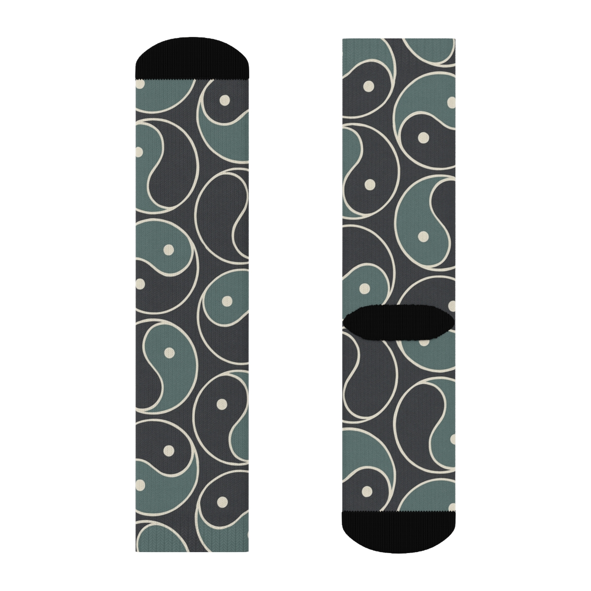 Charcoal Teal Teardrop Wave Tessellation soft everyday crew socks