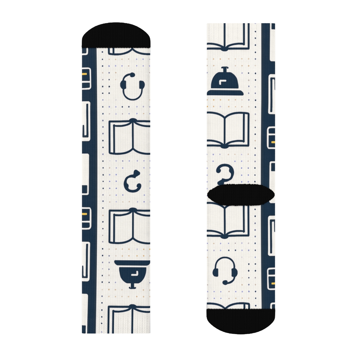 Bell And Ledger Pattern With Hotel Receptionist Icons custom crew socksBell and Ledger Pattern with Hotel Receptionist Icons Crew Socks - Image 2