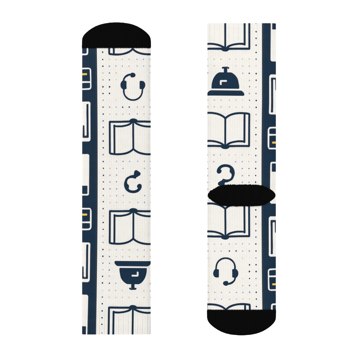Bell and Ledger Pattern with Hotel Receptionist Icons Crew Socks