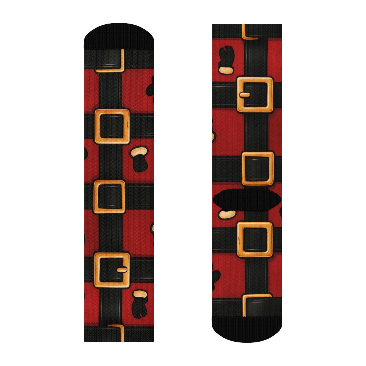 Belt And Buckle Borders In Santa Rhythm unique graphic crew socks