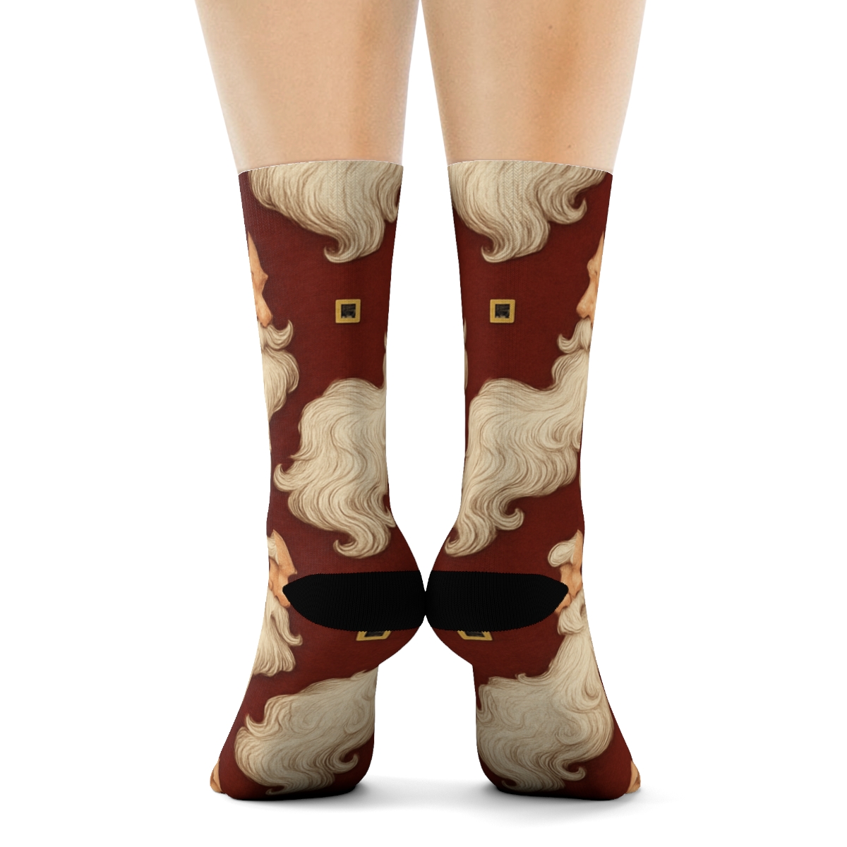 Santa Tiled Beard Lattice designer printed crew socks