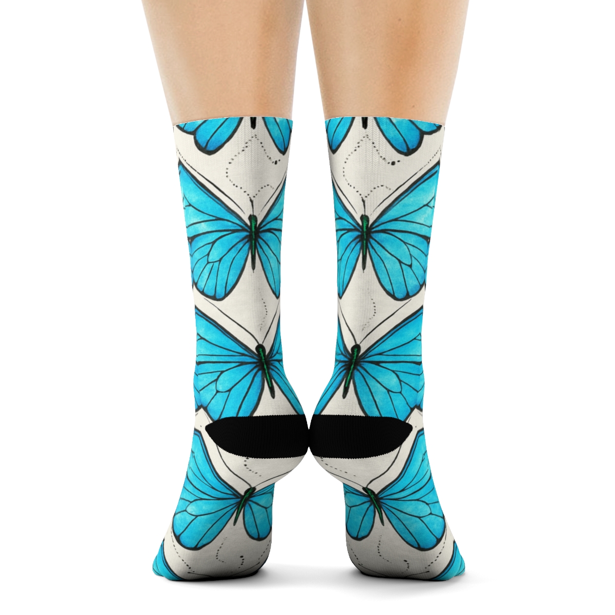 Iridescent Morpho Wing Vein Lattice On Pearl White premium sports crew socks