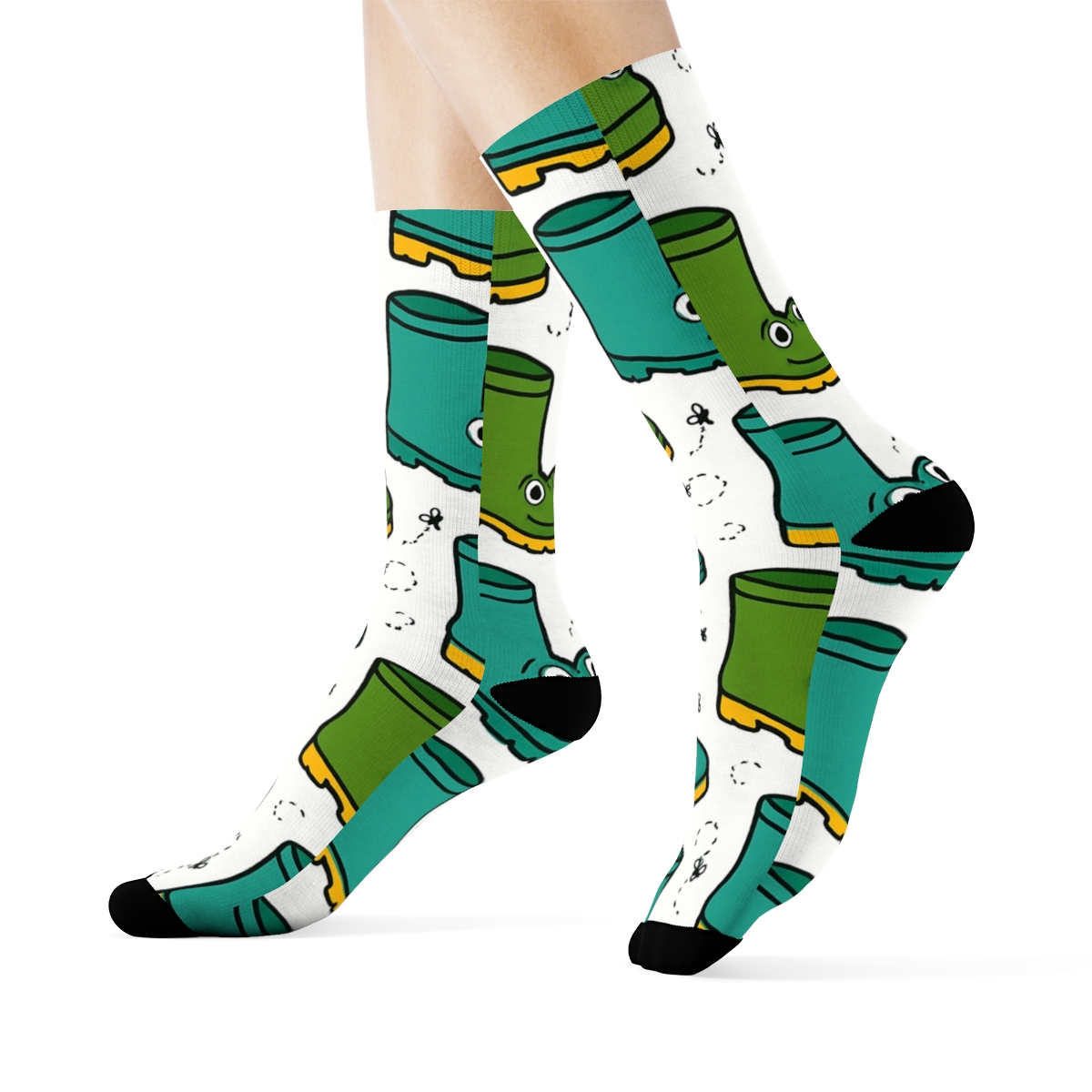 Pond Parade Frog Boot Pattern soft everyday crew socks