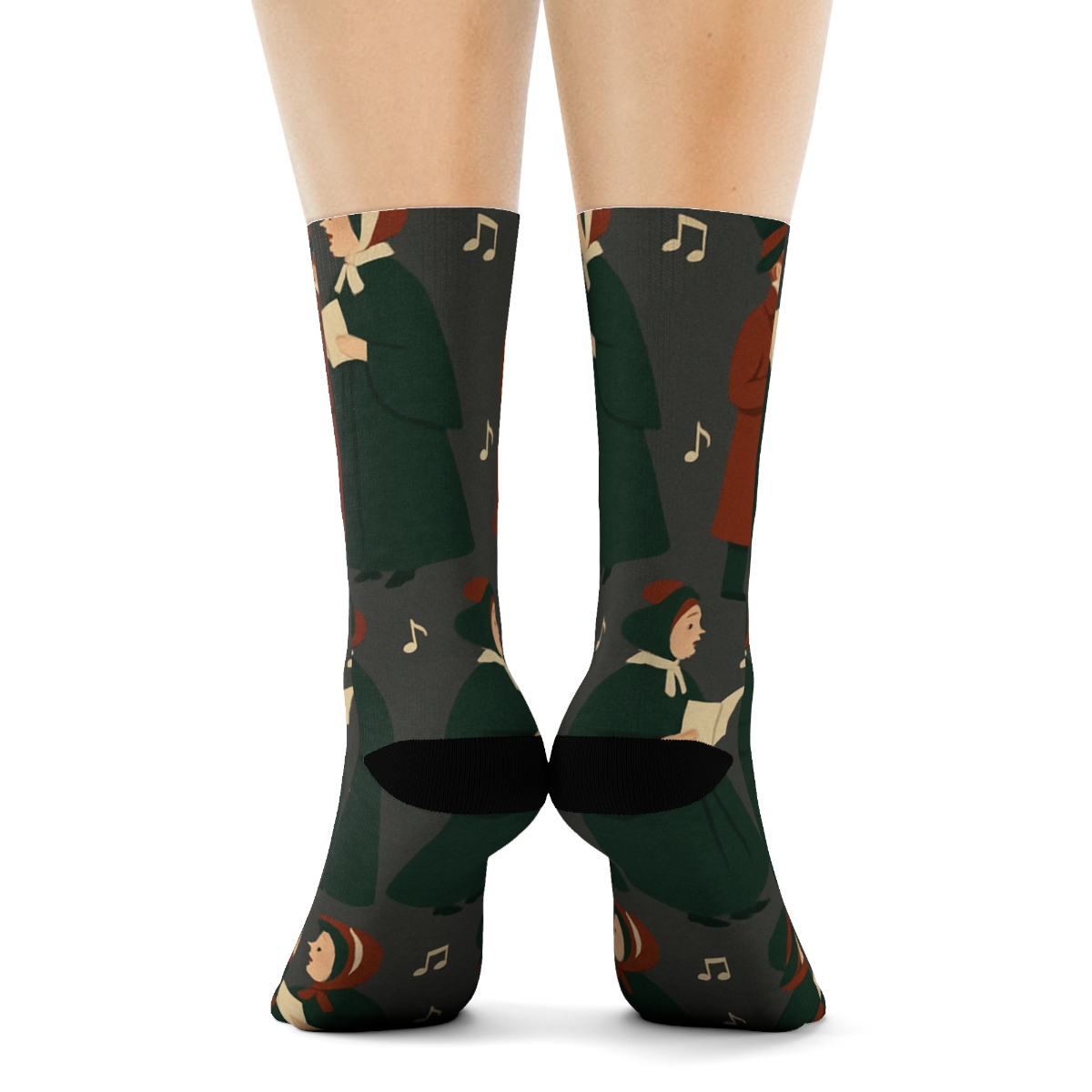 Caroling Choir Pattern Holiday Chorus premium sports crew socks