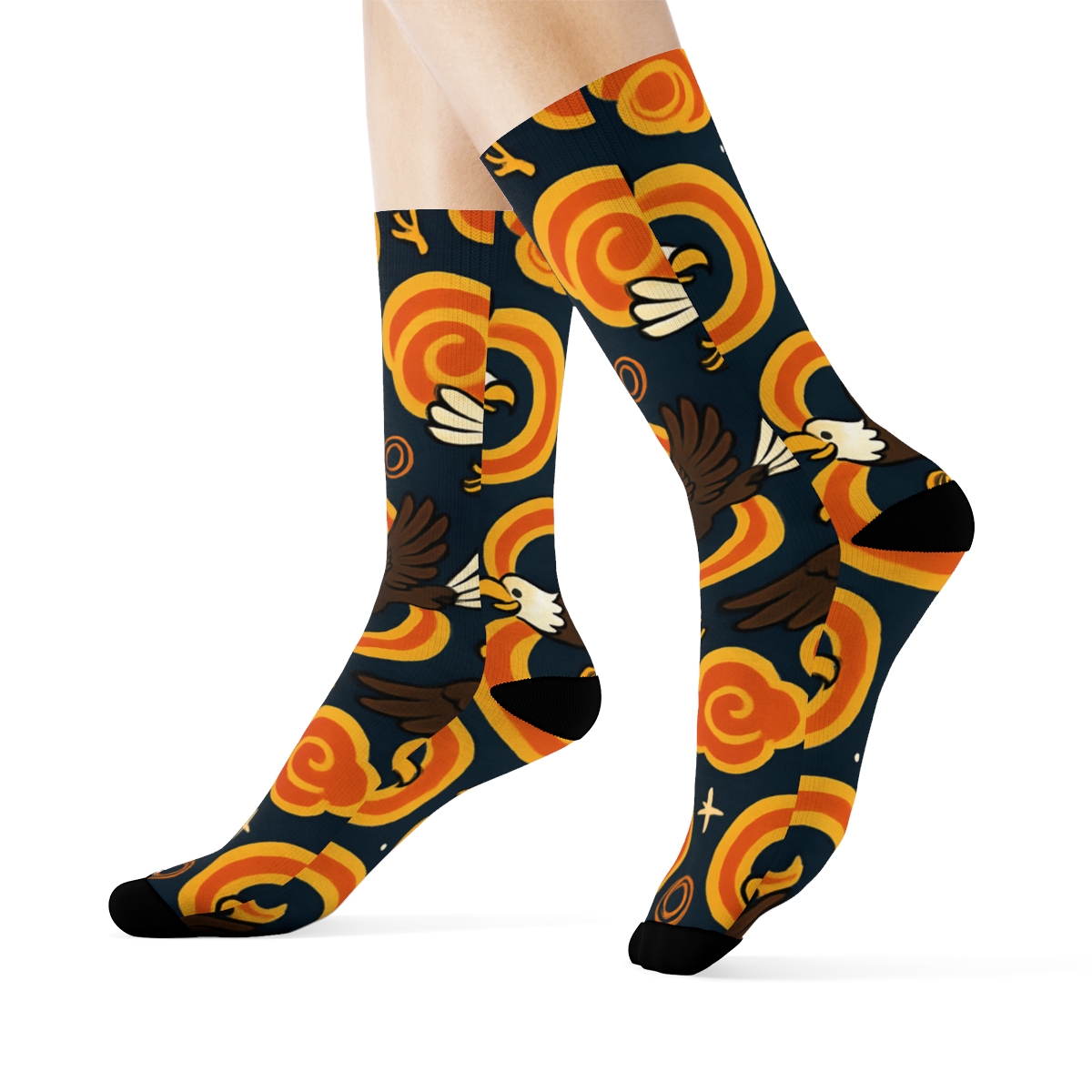 Sky Party Pattern With Eagle Silhouettes custom crew socks