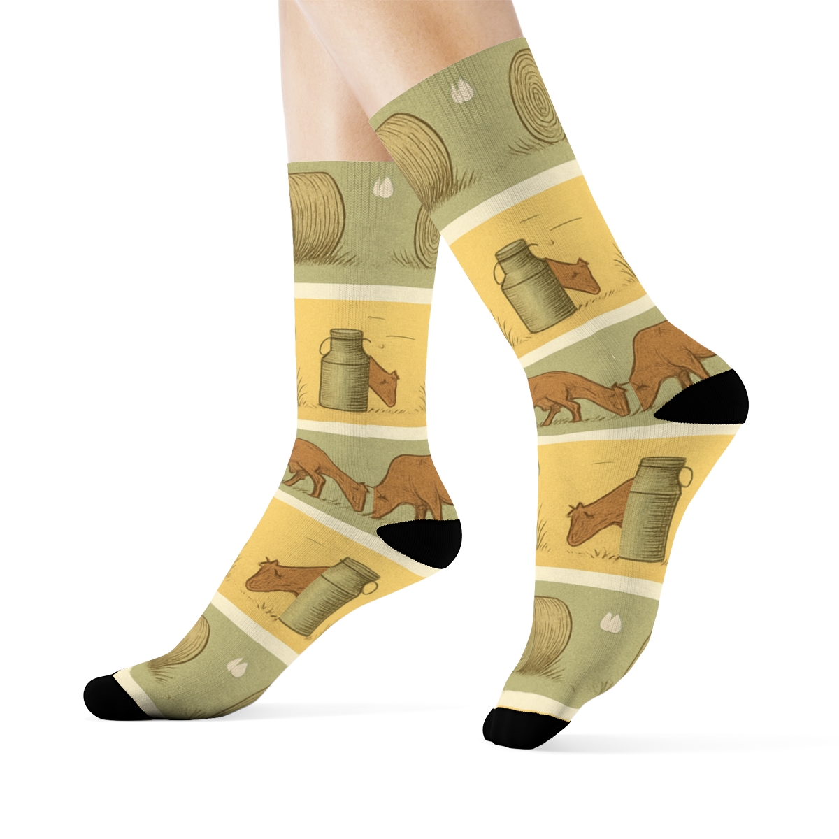 Pasture Landscape Bands With Mooing Cow stylish athletic crew socks