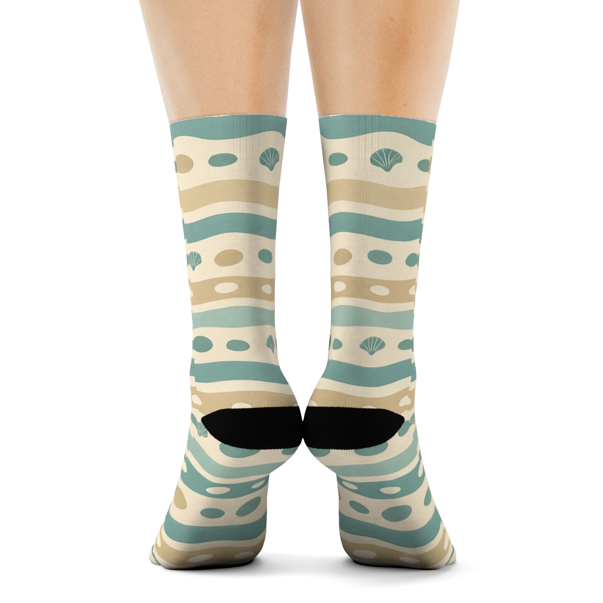 Minimal Tide Line Bands With Pebble Shell Accents unique graphic crew socks