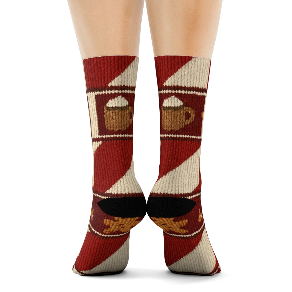 Candy Canes Knit Stripe Interrupt Bands trendy patterned crew socks