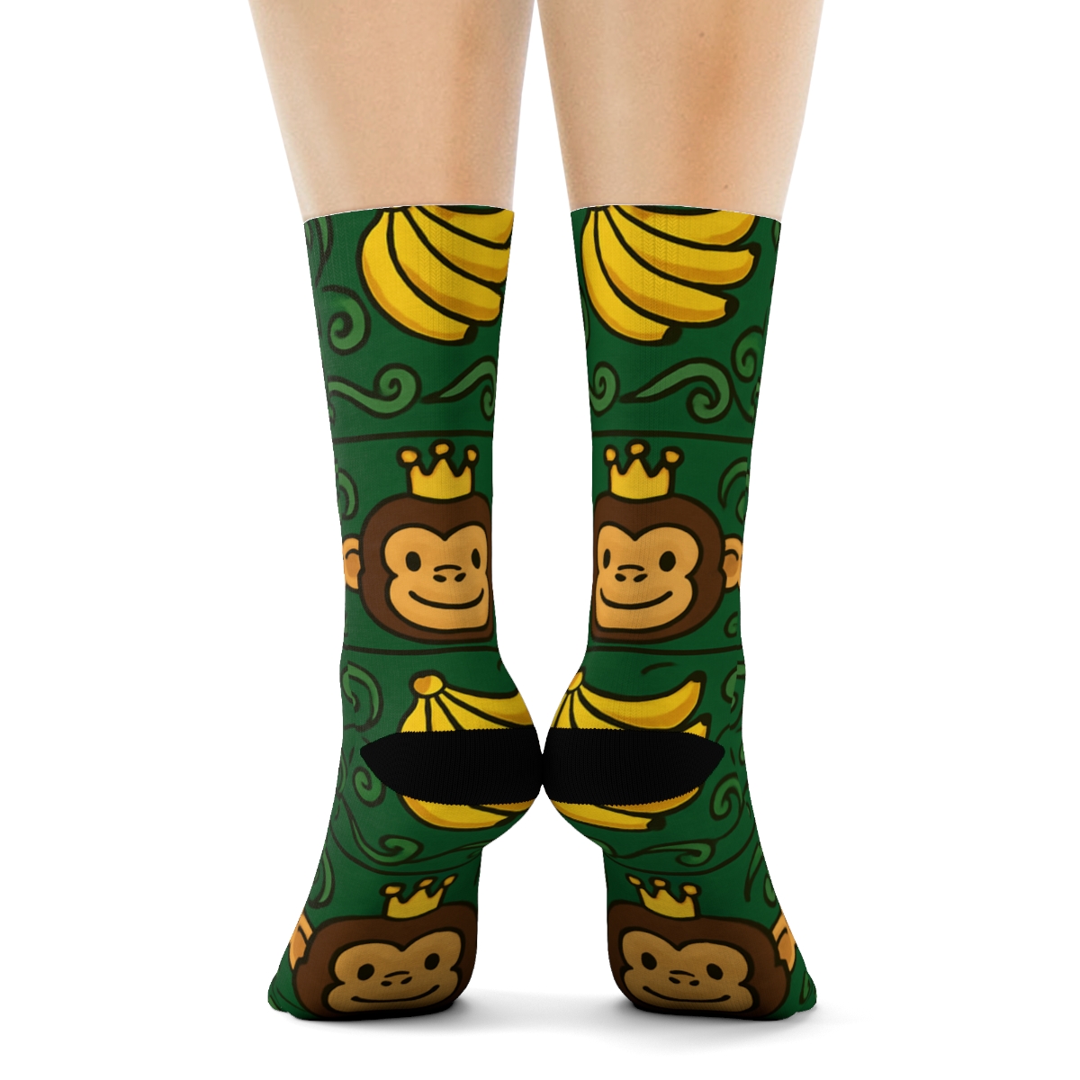 Monkey Crown Jungle Bands soft everyday crew socks
