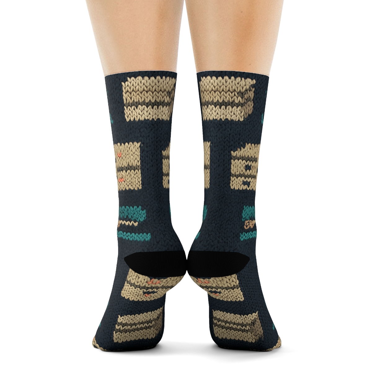 Office Manager Knitted Checkered Supply Bands designer printed crew socks