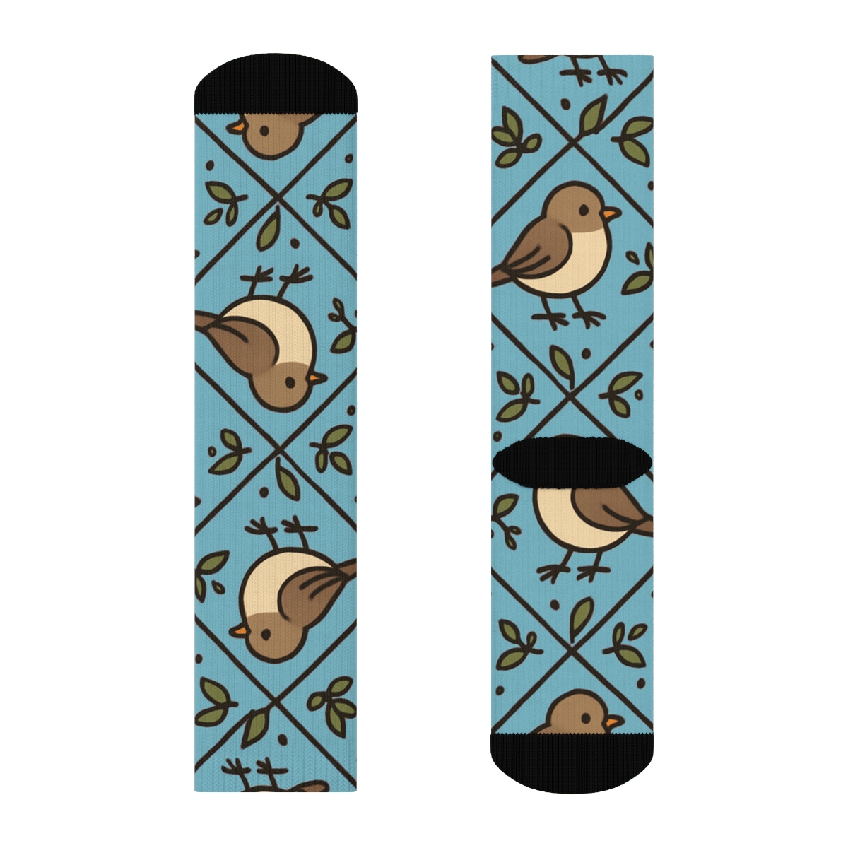 Bird Chorus Lattice In Spring Air designer printed crew socks