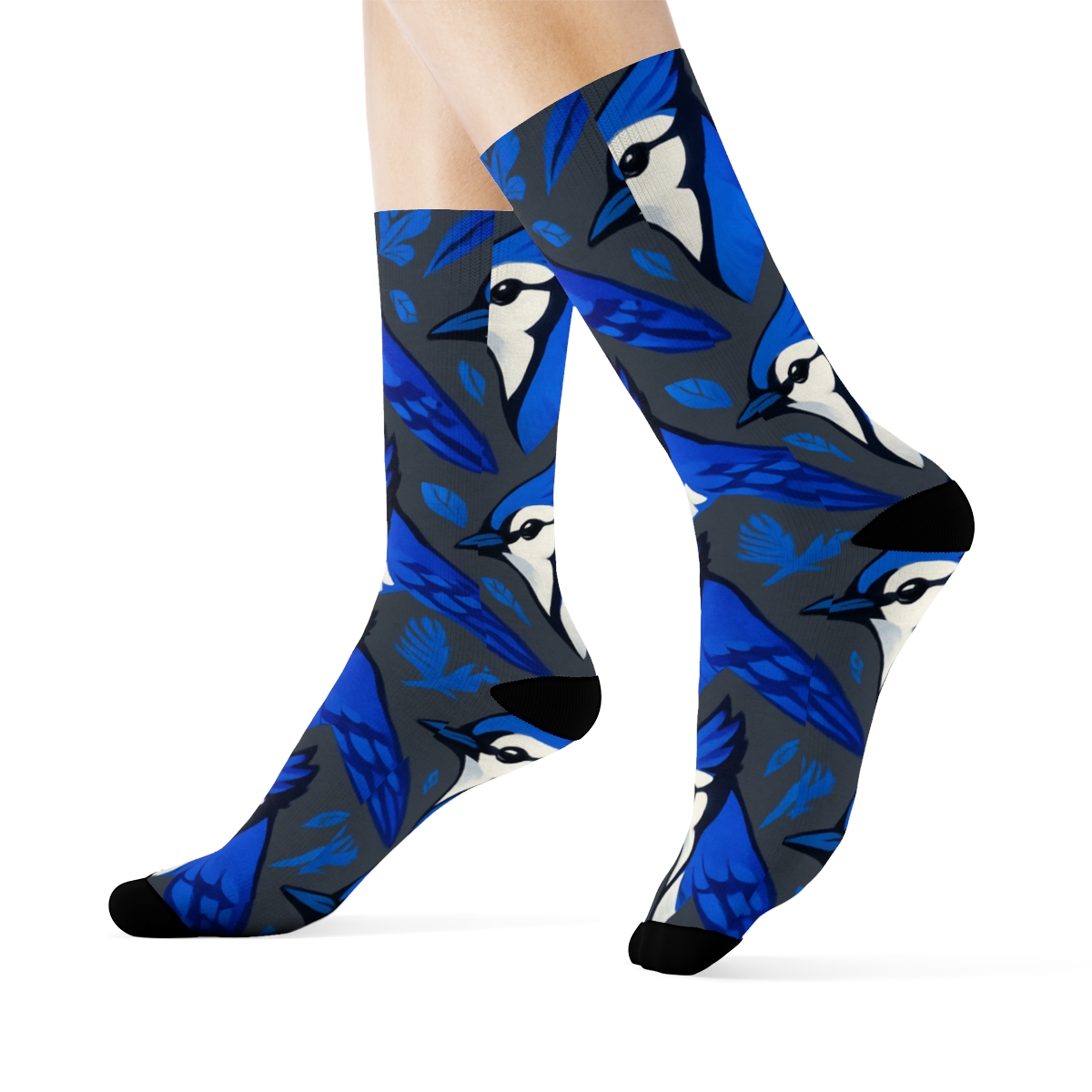 Blue Jay Crest Chevron On Slate unique graphic crew socks