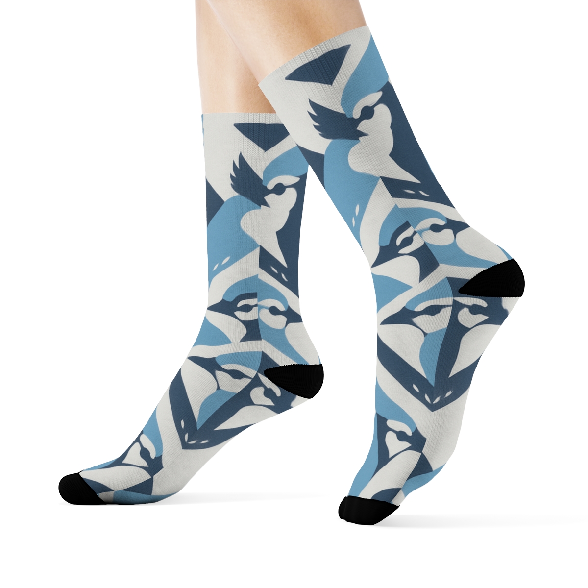 Blue Jay Crest Chevron On Soft Gray stylish athletic crew socks