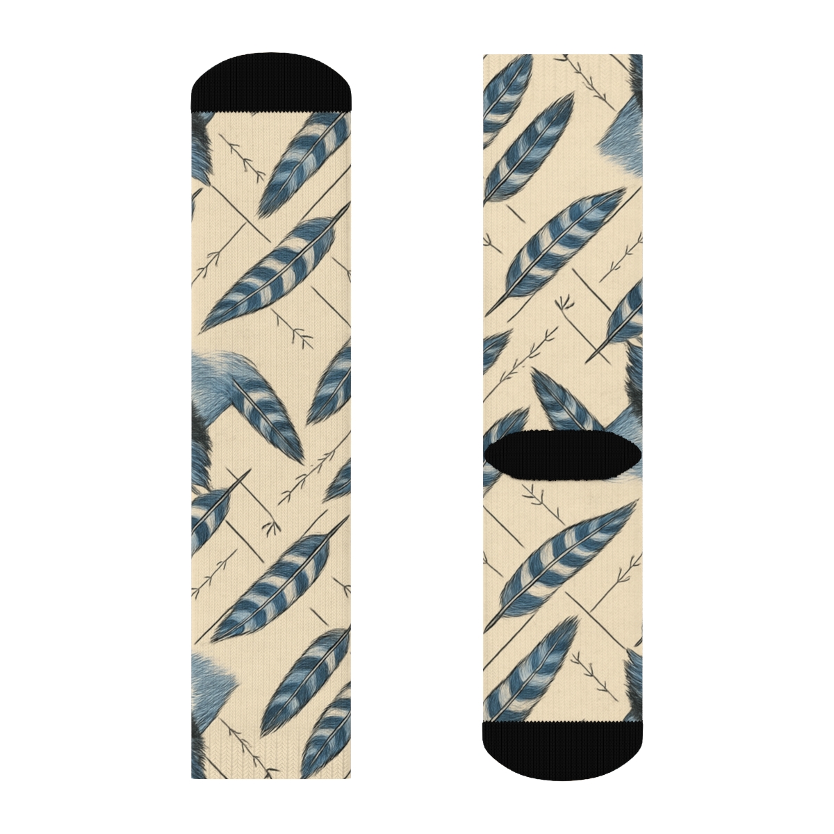 Blue Jay Crest Lattice On Warm Beige soft everyday crew socks